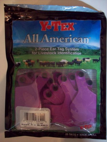 Y-Tex All Americna 2 piece ear tag livestock ID tags - purple - blank 3