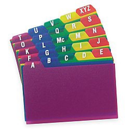 Office Depot Poly Card Guides, A-Z, 3in. x 5in., Assorted Colors, 73153
