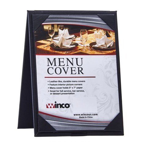 Winco LMTD-57BK, Black Two View Table Tent for 5x7-Inch Inserts