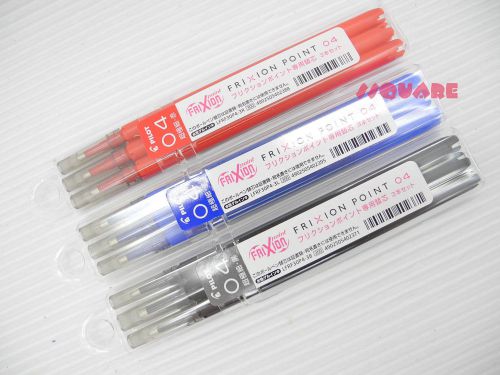 18 Refills w/ Cases for Pilot FriXion 0.4mm Erasable Roller ball pen, 3 Colors