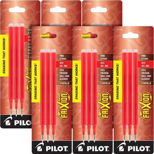 Pilot Gel Ink Refills for FriXion Erasable Gel Ink Pen, Fine Point, Red Ink, of