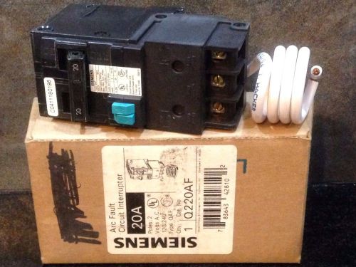 SIEMENS 20 AMP 2 POLE ARC FAULT CIRCUIT INTERRUPTER Q220AF NEW IN BOX