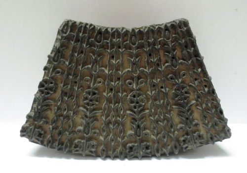 VINTAGE WOODEN HAND CARVED TEXTILE PRINTER FABRIC BLOCK STAMP ETHNIC FOLK DESIGN