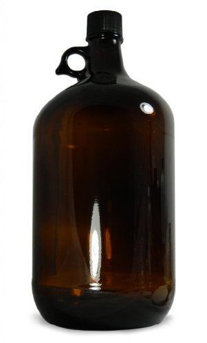 Qorpak GLC-02052 Amber Glass Jug with 38-400 Black Phenolic Pulp/Tin Foil Cap,