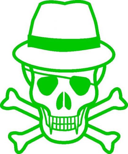 30 Custom Green Skull With Hat Personalized Address Labels
