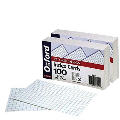 Esselte Oxford(R) Grid Index Cards, 3in. x 5in., 2 Pack Of 100 Cards Total of