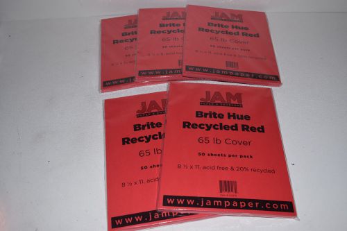 Jam Paper Brite Hue Recycled Red Cardstock  65LB 5 Packs 250 Sheets