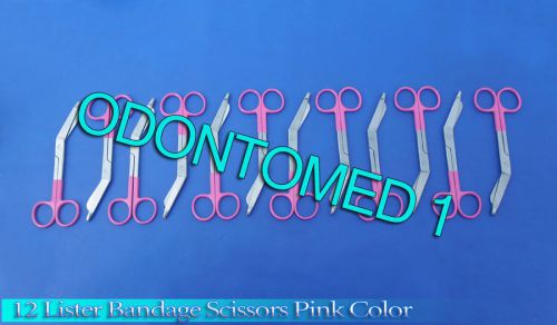 12 Lister Bandage Nurse Scissors - Color Handles(Pink)