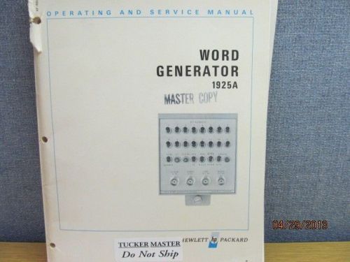 Agilent/HP 1925A:  Word Generator. Operating and Service Manual/schematics