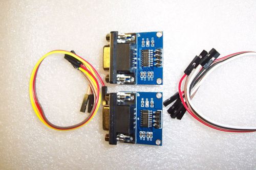 2 PC,MAX 3232 RS232 TO TTL CONVERTER, WITH DB9 CONNECTOR , 3.3-5.0 VDC ,W/LEDS
