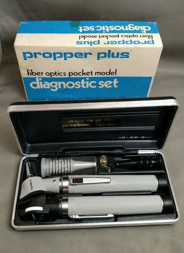 Propper Plus Opthalmoscope Otoscope Set NOS in Box COMPLETE! Fiber Optic Pocket
