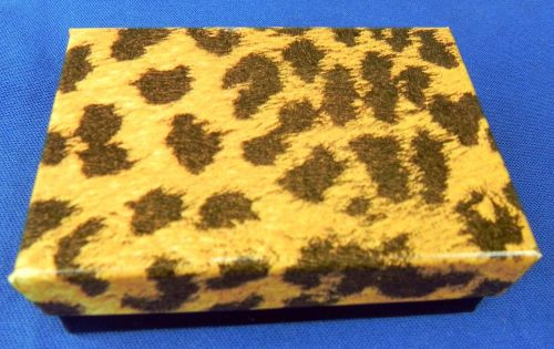 100 Leopard Print Cotton Filled Gift Boxes 3-1/4x2-1/4&#034; Jewelry Earring Ring Box
