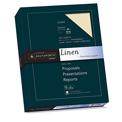Southworth Linen Business Paper, Ivory, 32 Pounds, 250 Count (J568C)