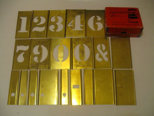 Vtg 1950s Reese&#039;s Adjust. Brass Stencils 2.5&#034; Lockedge Numbers 0-9  MISSING 5&amp;8