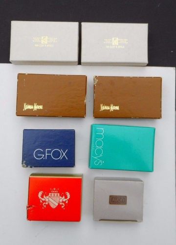 Vintage 8 Paper Jewelry Gift Box Lot Neiman Marcus G-Fox Van Kleif &amp; Arpels Avon