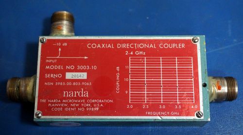 Narda 3003-20 Type N Coaxial Directional Coupler, 2.0 - 4.0 GHz 10dB