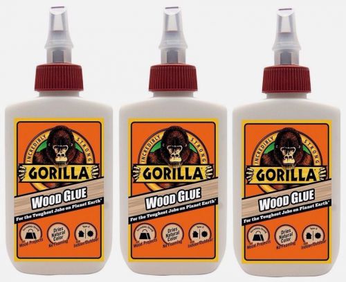 3 New! Gorilla Glue Wood Glue 4oz Adhesive High Strength Cures in 24 hrs 6202003