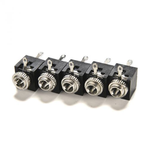 5 Pcs PCB Panel Mount 3.5mm Female Earphone Jack Socket Connectors Black cv1