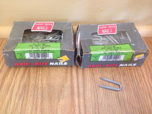2 1lb Boxes Of Grip Rite 1 1/2&#034; Hot Galvanized Fence Staples,