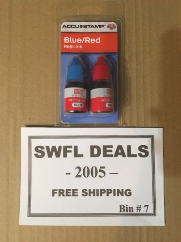 ACCU-STAMP  Ink Refill ( 2 pack ) Red, 0.35 oz Bottle - Blue 0.35 oz bottle