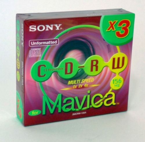 3-PACK SONY 3MCRW-156A MAVICA UNFORMATTED  REWRITABLE CD-RW BRAND NEW SEALED