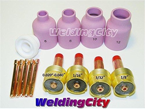 WeldingCity Large Diameter Gas Lens Accessory Kit 0.020&#034;-1/8&#034; for TIG Welding