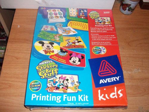 Disney Mickey&#039;s Stickers &amp; Stuff Printing Fun Kit CD ROM WIN 95 1997 NEW In Box