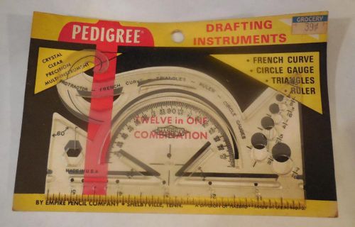 NOS VINTAGE PEDIGREE ALL PURPOSE PROTRACTOR FRENCH CURVE DRAFTING