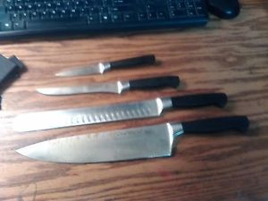 #152m Lot of 4 Chef Works Culinary Cooking Knife Knives Cutting Instruments