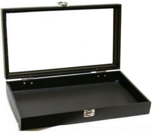 FindingKing Black Jewelry Travel Showcase Display Glass Lid Case