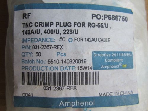 Amphenol TNC Crimp Plug For RG-55/U 142A/U, 400/U, 223/U (QTY:50)