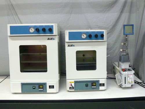 Lindberg / blue m vo1218a &amp; vo914a vacuum ovens w/ edwards rv8 pump &amp; gauge for sale