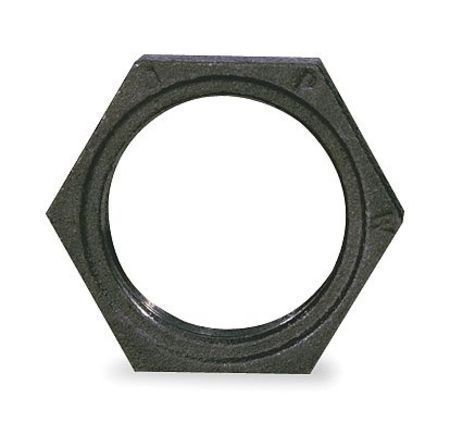 6KJ24 Hex Locknut, Black Malleable Iron, 1/2 In