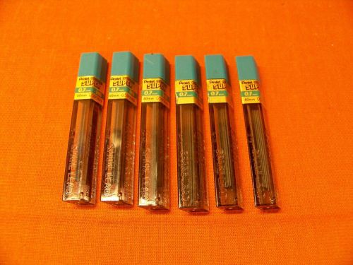 6 NEW TUBES PENTEL SUPER HI-POLYMER 0.7mm HB LEAD REFILLS 72 PIECES OF LEAD