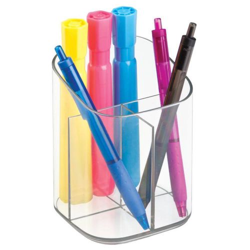 mDesign Pencil Cup Holder for Desk and Office Supplies, Pens, Highlighters-Clear