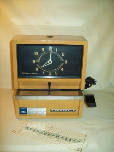 Cincinnati punch style time clock with side lever ~ works~ no key for sale