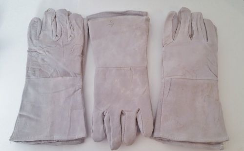 3 pair of 14&#034; length flannel lined leather welding gloves -- new for sale