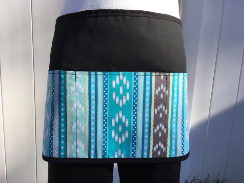 BLACK Aztec Southwest 3 POCKET WAITRESS WAIST APRON RESTAURANT SERVER CAFE