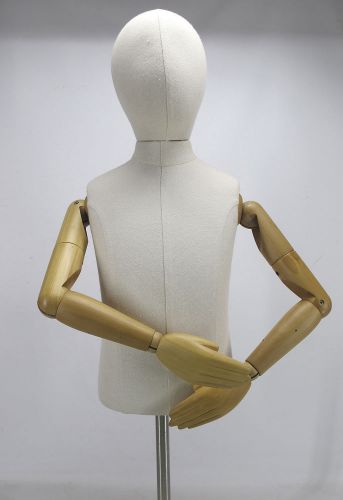 Vintage Tailor/Sewing Male Mannequin Bust/Torso w/Articulated Wooden Arms NR yqz