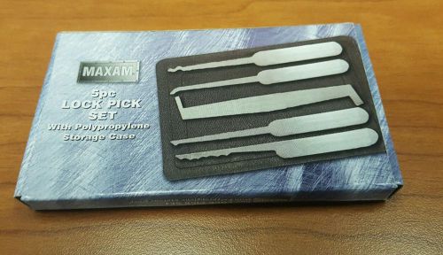 Maxam 5 pc Lock Pick Set with polypropylene storage case