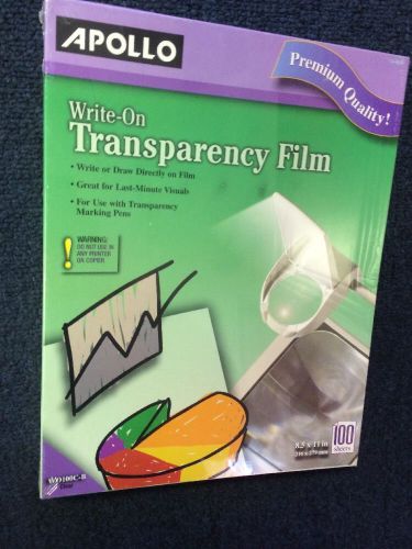 New Sealed Apollo Write On Clear Transparency Film 8.5&#034; X 11&#034; Qty 100 Sheets