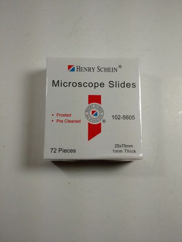 NEW HENRY SCHEIN 102-5605 MICROSCOPE SLIDES (72) FROSTED PRE CLEANED