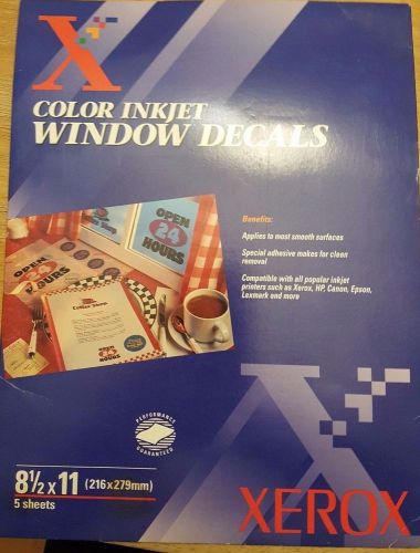 Xerox Color Inkjet Window Decals 5 Sheets 8 1/2&#034; x 11&#034; 3R5499 Stickers Window