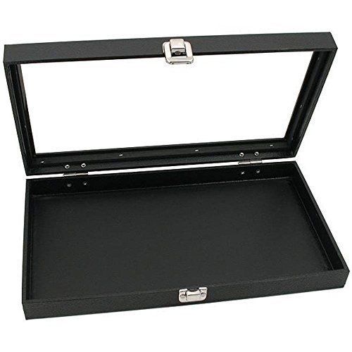 Glass Top Jewelry Trays Black Cufflinks Jewelry Showcase Storage Organizer Case