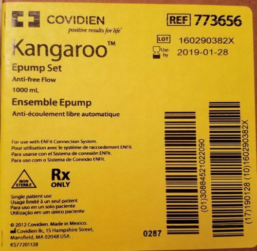 Covidien 773656 Kangaroo ePump Sets 1000ml Anti- Flow Units Lot of 59