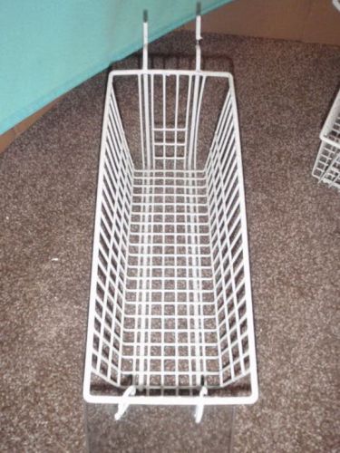 Lot 6 Pegboard White Metal Basket Plastic Coated 11.25&#034; X 4.75&#034; X 5&#034; Front Slope