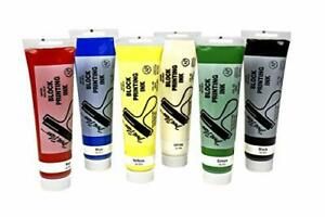 Sax True Flow Block Printing Ink 5 Ounce Tubes Assorted Color Set of 6