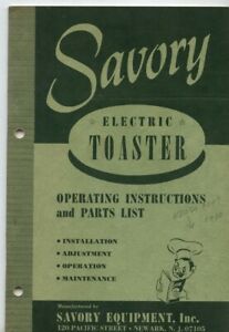 TWO (2) 1952 + 66 SAVORY electric Toaster operating instruction books + parts