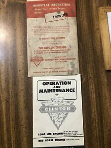 Vintage 1957 Clinton Machine Company Engine Operator &amp; Maintenance Manual mint