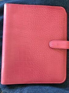 COOKIE LEE Pink Leather Calendar Binder 7 - 1&#034; Rings